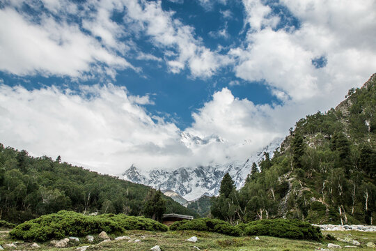 Fairy Meadows Nanga Parbat Blue Sky Clouds Beautiful Landscape Mountains View