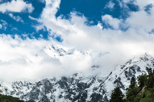 Fairy Meadows Nanga Parbat Blue Sky Clouds Beautiful Landscape Mountains View