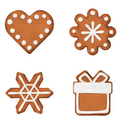 Gingerbread christmas cookies clipart. Christmas cookies gingerbread watercolor illustration.