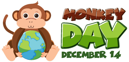 Monkey day text for banner or poster design