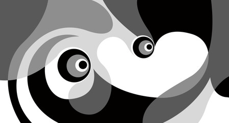 Vector black and white fluid and liquid abstract background for banner