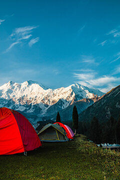 Camping Fairy Meadows Nanga Parbat Beautiful Landscape Mountains View