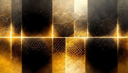 Marble gold fractal textures. Broken stones. Luxury abstract solid shapes. Black marble. White marble, 3d illustration