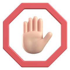 Cartoon 3d hand with open palm gesture, hand taking an oath, stop hand gesture. 3d rendering - obrazy, fototapety, plakaty