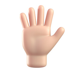 Cartoon 3d hand with open palm gesture, hand waving or showing high five. 3d rendering