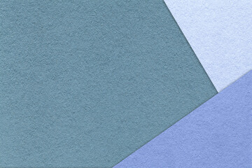 Texture of craft cool gray color paper background with blue and very peri border. Vintage abstract cardboard.