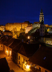 evening view to Cesky Krumlov castle - Czech republic