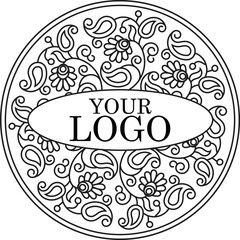 Round calligraphic royal gold emblem set. Vector floral symbol for cafes, restaurants, shops, print, stamp. Logo design template label for coffee, tea, and business card. Isolated gothic tattoo orname