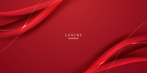 abstract background design with red geometric golden elements vector