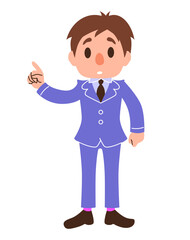 Man presenting pose wear business suit. Businessman character illustration