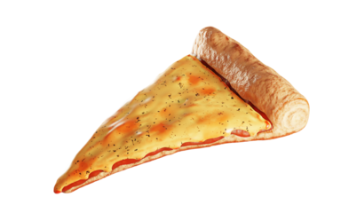 Cheese pizza topped with oregano. A popular fast food dish made of dough with baking. Triangular sliced pizza. 3d rendering