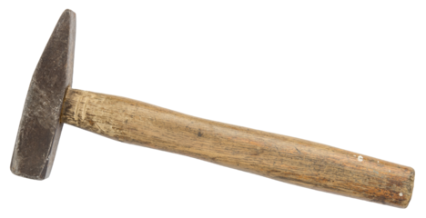 Old and rusty hammer isolated