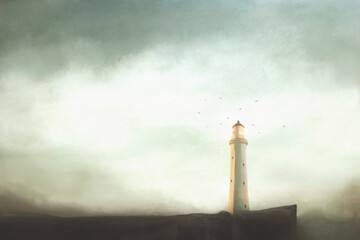 the light of a desolate lighthouse is a symbol of guidance, safety, hope, altruism, strength