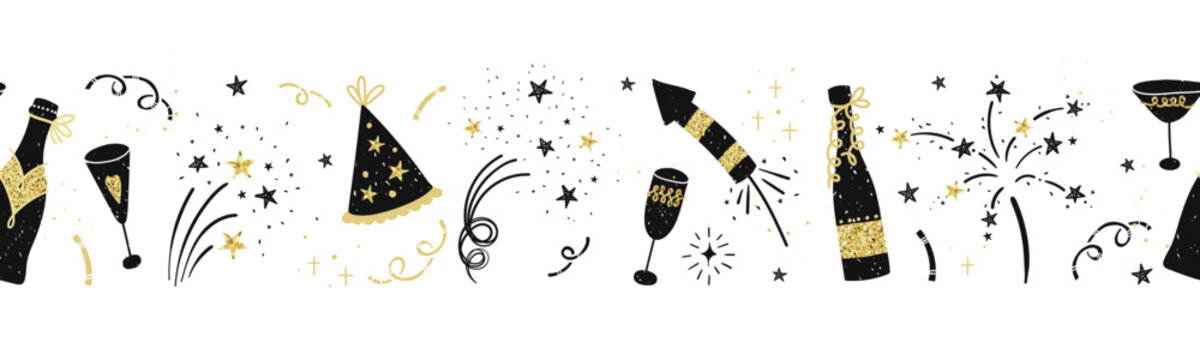 Fun hand drawn doodle new years elements, great for textiles, wrapping, banner, wallpapers - vector design