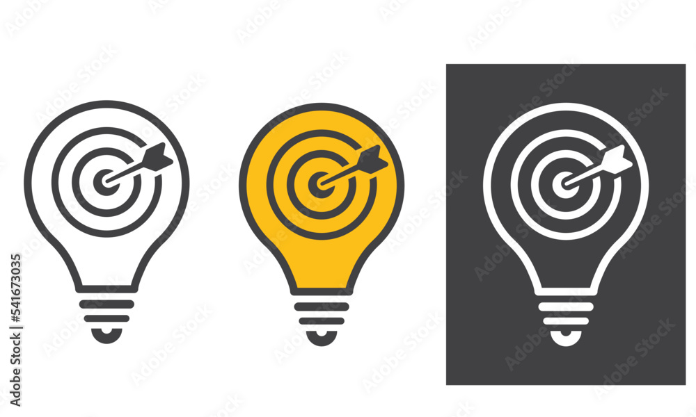 Poster light bulb in it target with an arrow in the target.