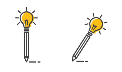 Light bulb on pencil, symbol of creativity and new ideas.