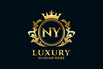 Initial NY Letter Royal Luxury Logo template in vector art for luxurious branding projects and other vector illustration.