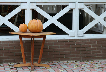 pumpkin on a bench