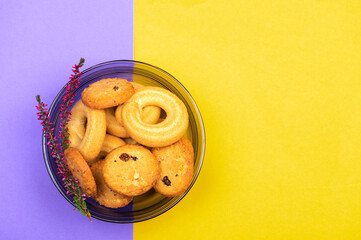 Delicious butter cookie or biscuits. Sweet homemade pastry.