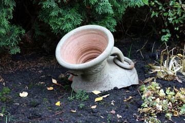 old amphora in garden