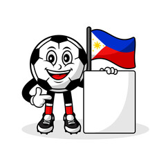 Mascot cartoon football philippines flag with banner