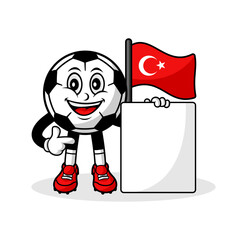 Mascot cartoon football turkey flag with banner