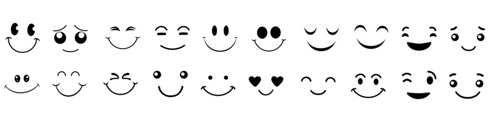 Smiley Face icon vector set. Happy Face illustration sign collection. laugh symbol or logo. - obrazy, fototapety, plakaty