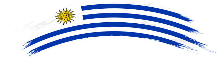 Flag of Uruguay in rounded grunge brush stroke.