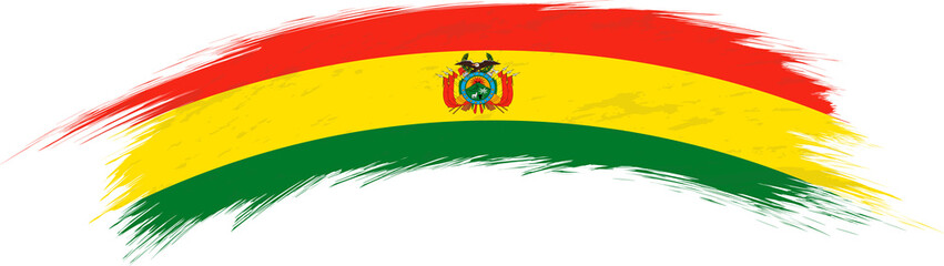 Flag of Bolivia in rounded grunge brush stroke.