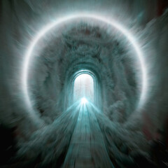 
white light tunnel,   near death experience, afterlife,  - obrazy, fototapety, plakaty