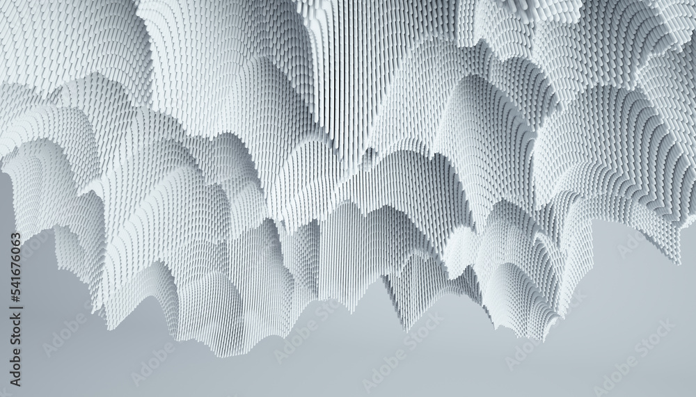 Poster 3d render of abstract detailed shape. minimal futuristic background.