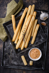 Italian grissini, traditional appetizer breadstick