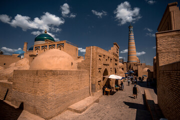City citadel Khiva in the heat gets reddish color.