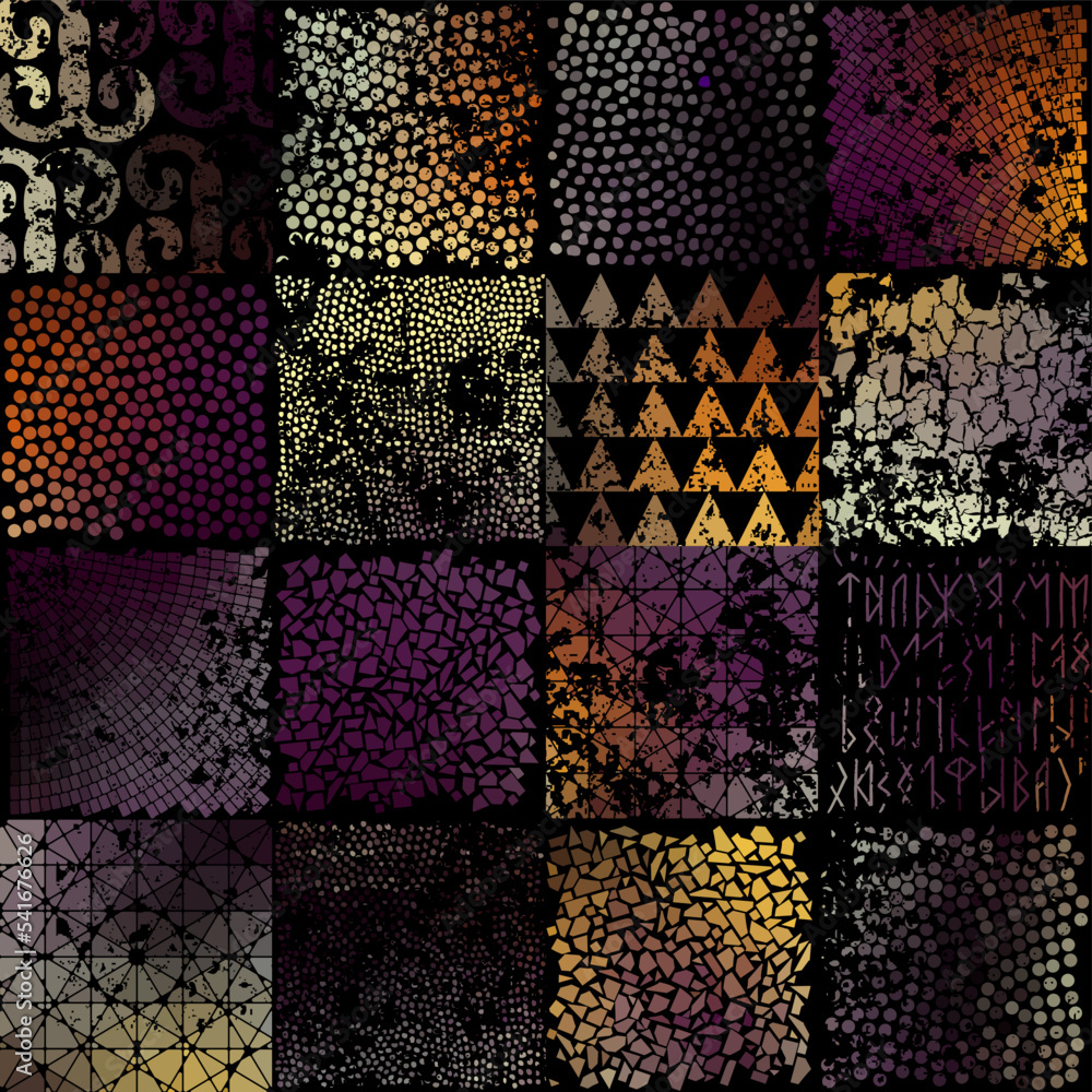 Poster vector seamless mosaic art pattern. art background.