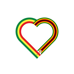 friendship concept. heart ribbon icon of senegal and zimbabwe flags. vector illustration isolated on white background