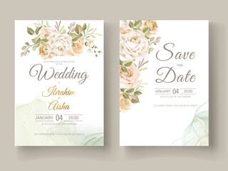 Fototapeta na wymiar Modern Wedding Invitation Card Template with Beautiful Roses 