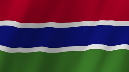 Gambia flag waving animation. seamless loop animation flag video waving in wind. suitable for videos independence day or other holidays