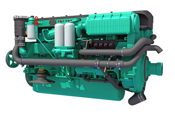 Marine Propulsion Engine for Ships, Yachts and Boats 3D rendering