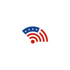 American flag combination with WiFi signal. Logo design.