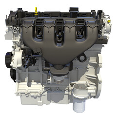 Car Engine 3D rendering on white background