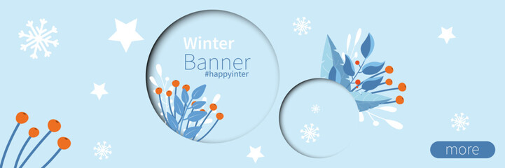 floral banners for winter advertising in flat design