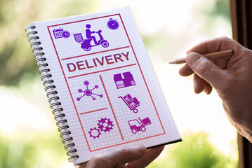 Delivery concept on a notepad