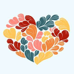 floral elements in the shape of a heart on a white background