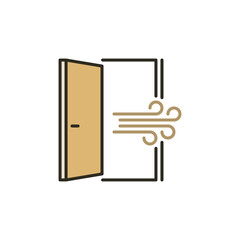 Open Door colored icon - Room Airing vector sign