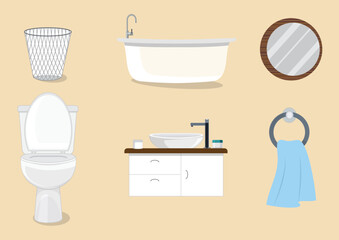 Naklejka na ściany i meble Bathroom interior elements vector illustration