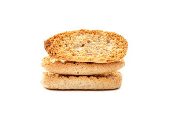 wholemeal bruschetta (bread) flour chips isolated over white background