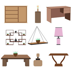 Home Decor interior furniture elements Illustration