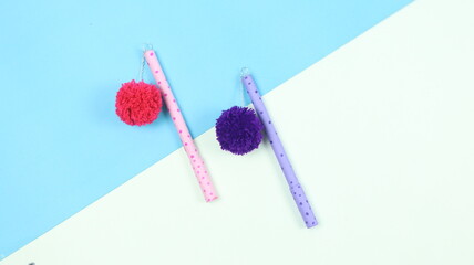 Cute Pen Decoration Craft - DIY Pom Pom Pen