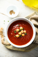 Homemade tomato soup with chickpea