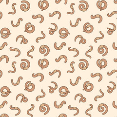 Brown Earthworms vector concept modern seamless pattern